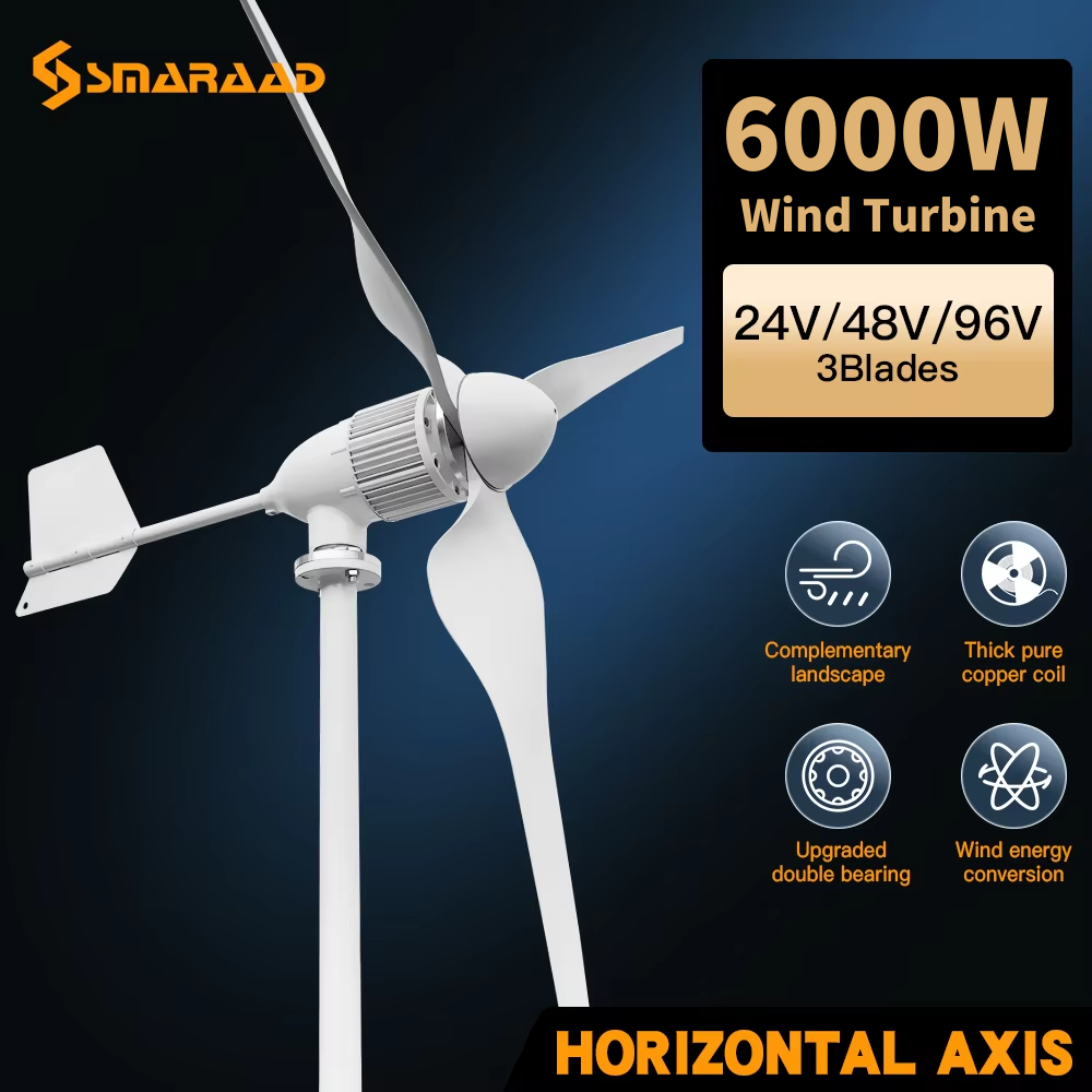 Wind Turbine 5000W 48V - Generator turbin angin Horizontal 6KW, kincir