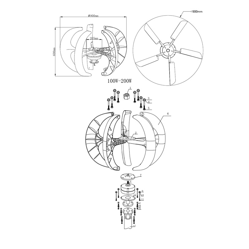 Wind Turbine 400W 12V - Generator Turbin Angin Sumbu Vertikal 400W