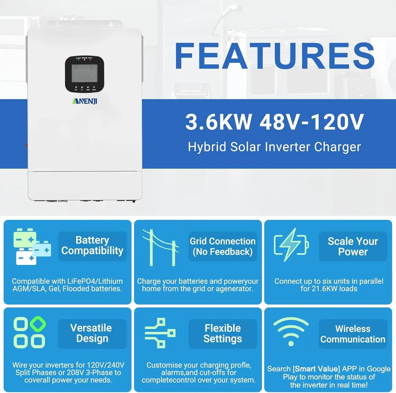 Inverter Surya Hibrida 3600W 4 - Wind Solar Hybrid Controller 48V ulasan dan harga